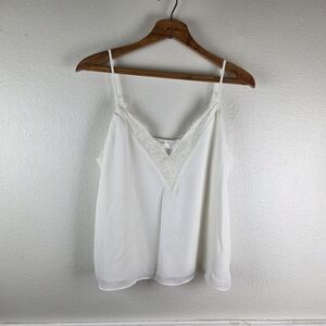 Women's Socialite Elegant White Lace Trim Camisole Lace Top Size XL